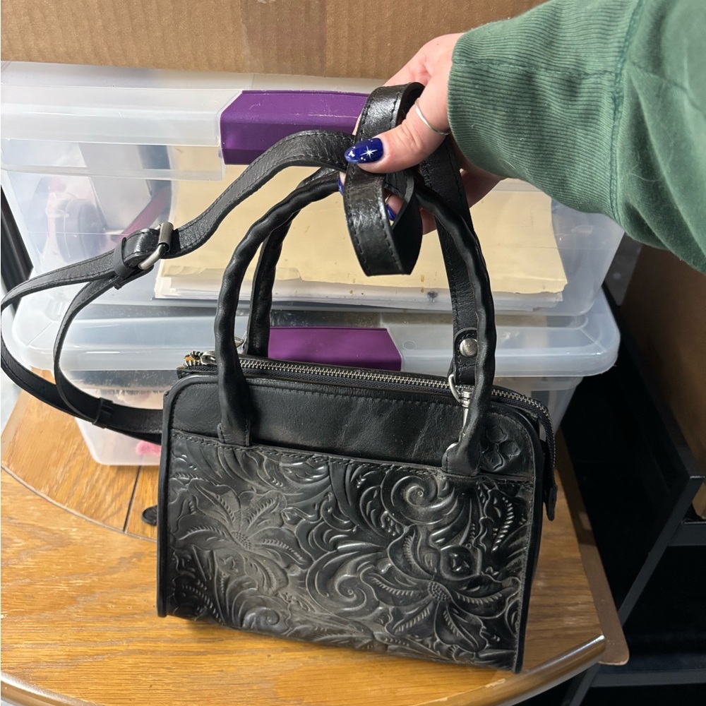 Patricia Nash Black Embossed Shoulder Bag